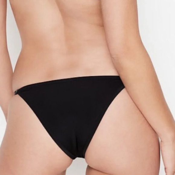 New VICTORIA SECRET Malibu Fabulous Logo Strap Swim Bottoms Black large - Picture 4 of 7